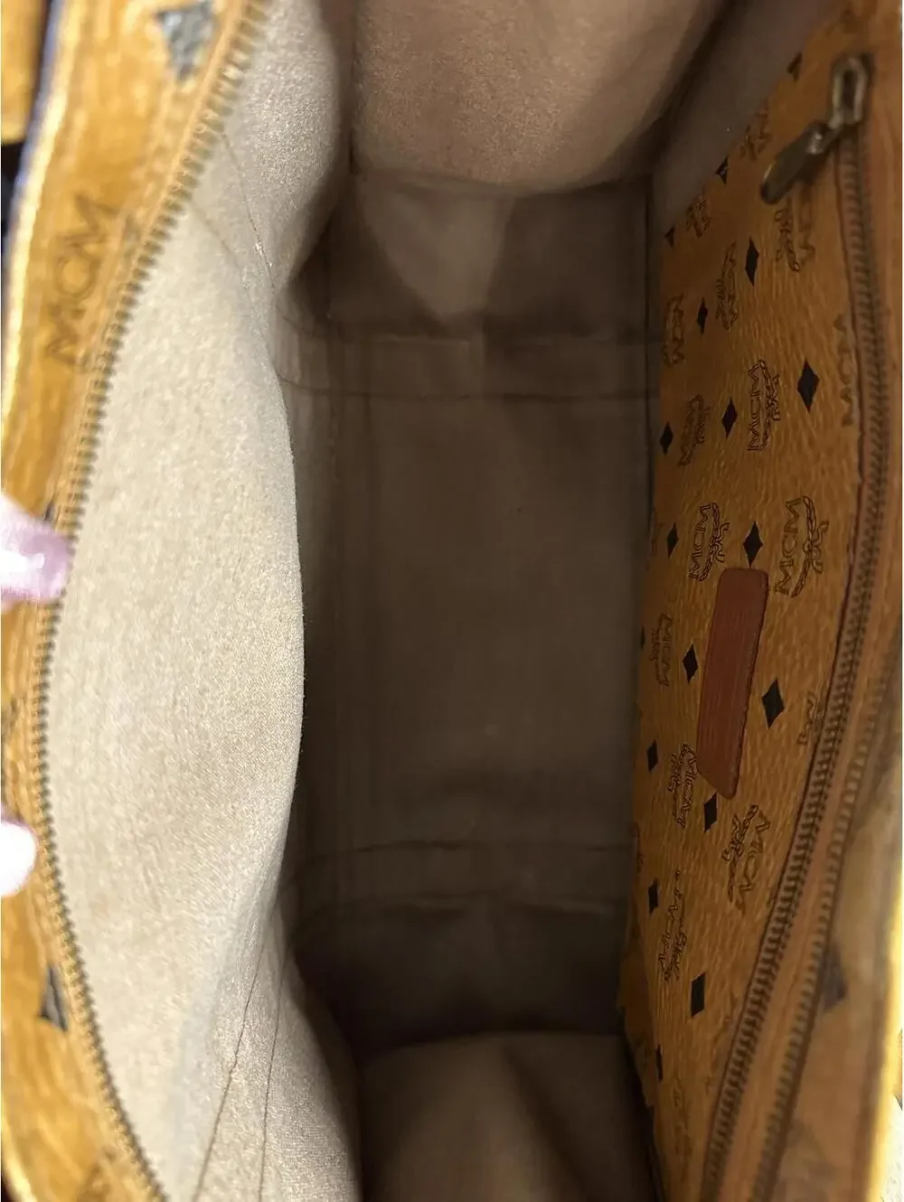 MCM Cognac Visetos Coated Canvas Tote Bag